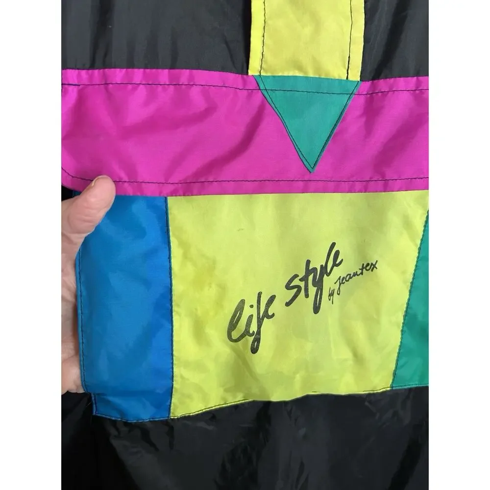 Vintage 80’s 90s Y2K NEON layered color block anorak JACKET 50in 2XL